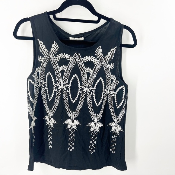 ✅ MADEWELL Oaxaca EMBROIDERED Tank BLACK AND WHITE SIZE SMALL - Picture 2 of 6